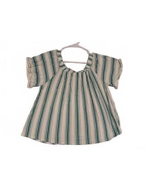 Eyeshadow Striped Short Sleeve Blouse Rayon Stretch Casual Womens Large